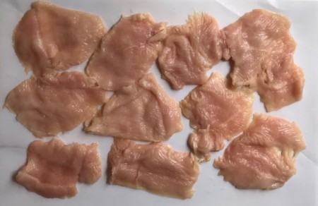 Chicken cutlets -- thin cut for rolling, stuffing, or such specialties as chicken marsala