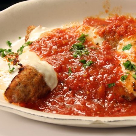 chicken parm platter by serving